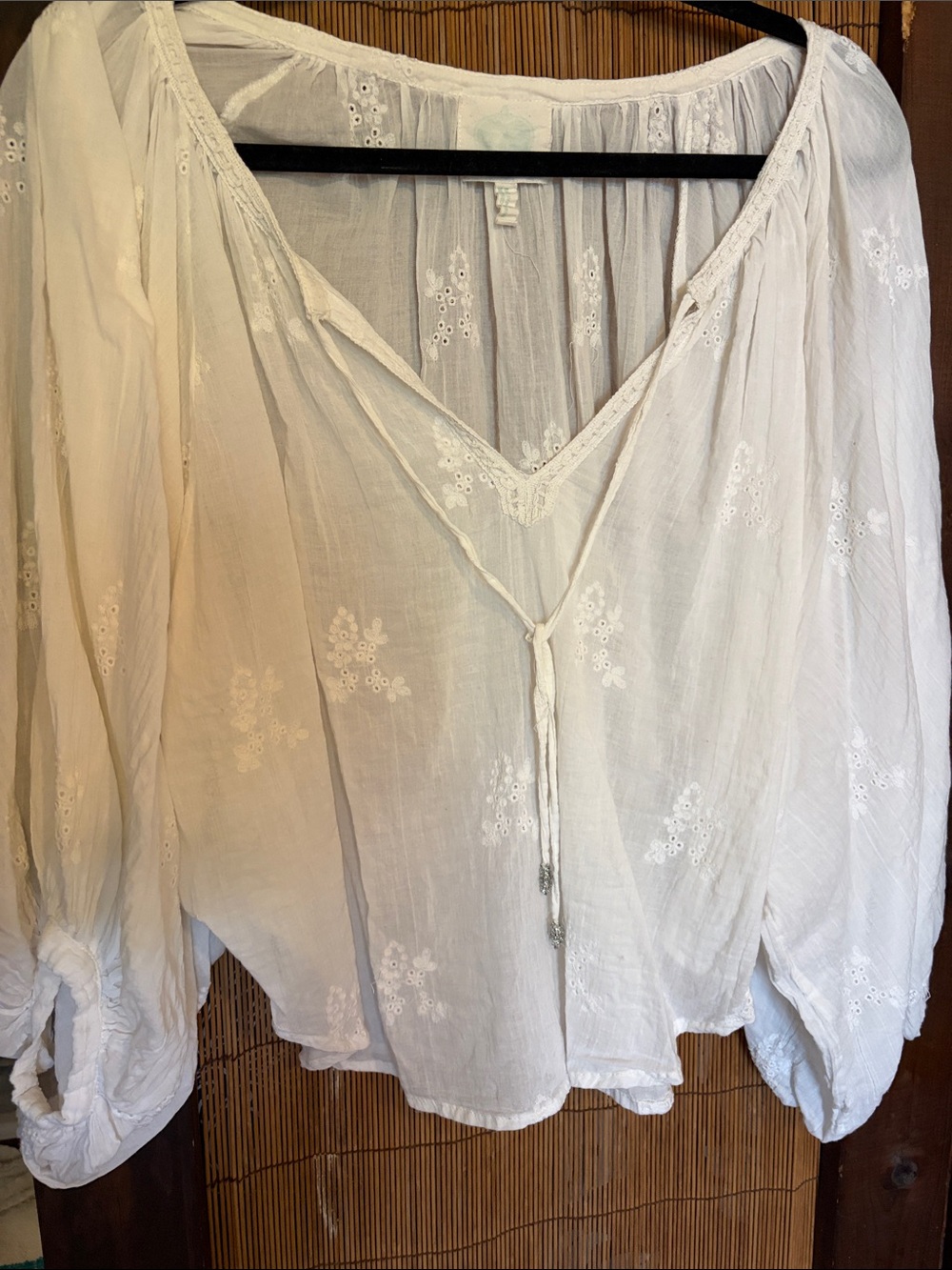 White Embroidered Boho Peasant Blouse